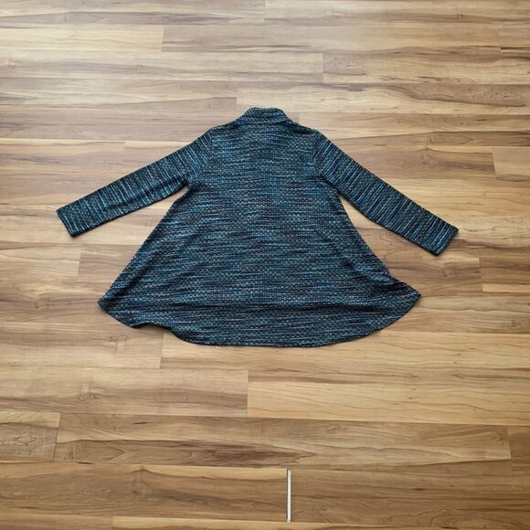 Comfy USA Top Womens Size Medium Blue Multicolor Marled Knit Full Zip Tunic Top - Picture 6 of 8